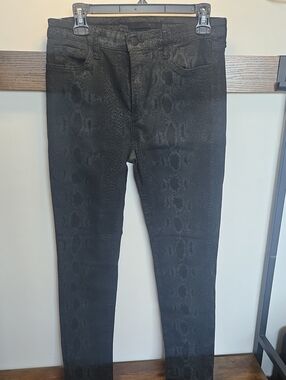 Joe's Jeans Black Snake-Texture Skinny 'The Charlie' High Rise Skinny Ankle